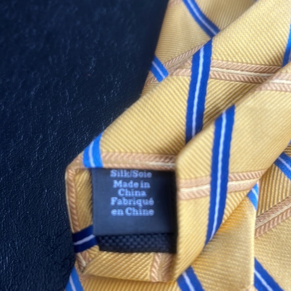 NORDSTROM Yellow, Blue & White Striped Silk Necktie - Picture 6 of 7